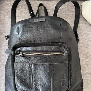 Dr. Martens Black Leather Backpack with Front Zip Pocket